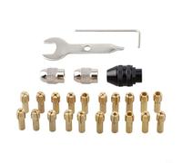 25-Piece Brass Drill Chuck Collet Set with Rotating Nut for Rotary Tools and Flexible Shafts, Compatible with for Dremel 4485 4486, Size Range 0.5mm to 3.2mm