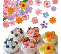 25-Piece Edible Flowers & Leaves Cake Decorations Set - Assorted Blossoms and Greenery, Cupcake Toppers, Icing Decor for Birthday Cakes, Cookies, and Desserts