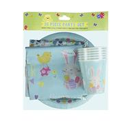 25 Piece Happy Easter 12 Napkins/6 Cups/1 Table Cover/6 Plates Tableware Paper Partyware Set