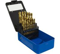 25 Piece Fully Ground HSS Drill Bit Set - 1mm to 13mm Sizes - Split Point Tip