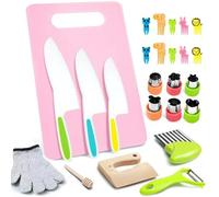 25-Piece Kids Safe Chopping Knife Set - Toddler Montessori Cooking Kit with Wooden Knives, Safety Gloves & Board - Real Kids Kitchen Utensils for Practical Life Skills