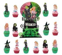 25 Piece Magic Witch Themed Cake Topper Magic Witch Cake Decoration Children's Birthday Party Supplies Cupcake Toppers for Birthday Decorations Party Supplies