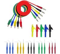 25 piece multimeter test probe set for automotive electrical systems, power supply testing, and circuit board diagnostics with clip attachments