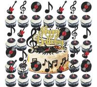 25 Piece Music Cake Decorations, Sparkling Note Cupcake Toppers, Rock Music Theme, Kids Birthday Party Decorations, Baby Shower, Guitar Party Decor, Music Graduation Gifts