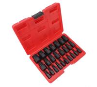 25-Piece Screw Extractor Set Hexagonal Drive High Torque Left-Hand Spiral Design CRVs Steel Multi-Size Broken Bolt and Stud Removal Socket and Drill Bit Compati