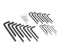 25 Piece Steel Hex Key Set - Long Imperial & Short Metric Sizes - Tool Roll