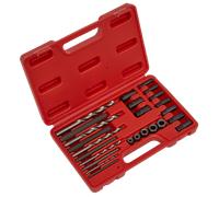 25 PIECE STUD EXTRACTOR DRILL SHAFT NUT TOOL SET IN CASE 4.75mm > 15mm
