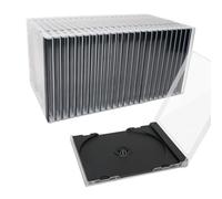 25 Pieces 10 mm Clear CD Jewel Cases with Assembled Black Trays - Standard Single CD DVD Plastic Storage Cases for Disc Collection Organization