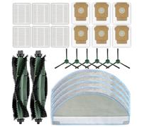 (25 Pieces) 105 Combo Replacement Parts for iRobot Roomba 105 Combo, Combo Essential, Combo 2 Essential Y051042 Accessories, 2 Roller Brush, 6 Side Brushes, 6 HEPA Filters, 6 Dust Bags, 5 Mop Pads