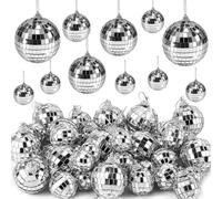 25 Pieces 4 Sizes Disco Balls, Disco Balls for Party, Mirror Ball, Hanging Mirror Ball, Disco Ball, Mirror Ball, Silver Disco Ball, Glitter Ball, for Parties or Disco Atmosphere