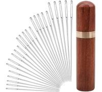 25 Pieces Embroidery Needles, Hand Sewing Embroidery Needles, 5 Sizes Embroidery Needles Set with Wooden Box for Storage Hand Sewing Embroidery Needles Accessories (Silver)