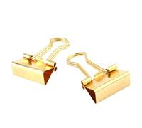 25 Pieces Metal Binder Clips Strong Hold Power Paper Clips Organizer Small 19mm Gold Color Notebook Document Building Tickets Gold Paper Clip Holder
