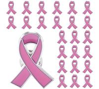 25 Pieces Pink Ribbon Brooch Pins Breast Cancer Awareness Accessories Lapel Pins Pink Hope Ribbon Brooch Breast Pins for Women Girls, Charity Public and Social Event