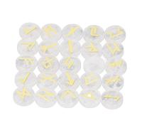 25 Pieces Rune Stone Set, Engraved Symbol Rune Stones, Healing Supplies and Tools for Yoga Meditation and Holiday (White Crystal)