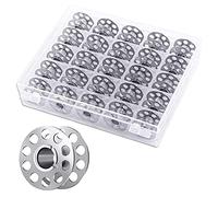 25 Pieces Sewing Machine Bobbins, Empty Metal Bobbins Spool ,Sewing Spools With Storage Box, Coil Sewing Machine, for Domestic Sewing Machine, Silver