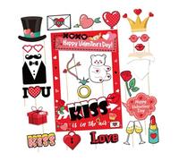 ＡＷＨＡＯ 25 Pieces Valentines Day Photo Props Frame Selfie Props Easy Assembly Holidays