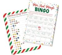 25 Players 2 Christmas Party Games for Family Office Classroom, Xmas Holiday Parties Songs Emoji Pictionary & Mix and Mingle Bingo Games with Answer Key for Large Groups