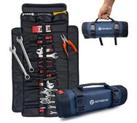 25 Pocket Tool Roll Organizers,1680D PVC Wrench Tool Roll up Bag,Heavy Duty Roll Up Tool Bag Organize for Electrician，Carpenter，Mechanic or Hobbyist Navy Blue (Tip: Single tool roll, no tools）