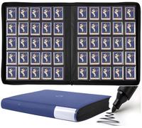 25 Pocket Top Loader Binder by D DACCKIT | Holds 1000 Standard 35Pt 3”x4” Toploaders - Navy Blue
