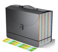 25 Pockets Expanding File Folders,Accordion File Organizer,Portable Filing Box with Plastic Handle,Expandable File Folder,Monthly Bill Receipt Paper and Document Organizer,Colored Tabs,A4/Letter Size