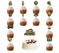 25 Premium Glitter Retirement Cupcake Toppers - Officially Retired No Work Zone Adventure Begins Decorations with Food-Safe Sticks for Farewell Parties A5TXDGCP