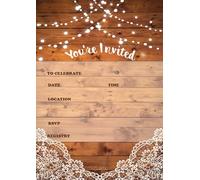 25 rustic invitations & 25 envelopes for wedding, bridal shower, birthdays, engagements, bachelorettes This barn rustic invite style is also great for housewarming, retirement & rehersal parties.