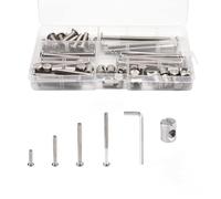 25 Set M6x25mm/35mm/45mm/55mm/65mm Silver Crib Screws Replacement Set Hex Drive Socket Cap Screw Barrel Nuts for Beds Furniture Headboards Cribs Hardware Replace Kit