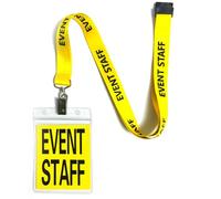 25 Set Yellow Event Staff Lanyard, with Plastic Card Holder and Pass Card, Identifiable Event Lanyard, for Conference School Concert Backstage and Other Activities