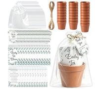 25 Sets Baby in Bloom Baby Shower Party Favors Eucalyptus Greenery Seed Packets with Mini Flower Pots, Self Adhesive Envelopes, Thank You Cards, Organza Bags for Gender Reveal Party Gifts(No Seeds)
