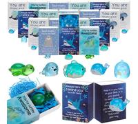 25 Sets Employee Appreciation Gifts Emotional Support Desk Pets Bulk Thank You Staff Gift Mini Resin Animals Positive Greeting Card Box Inspirational Gifts for Coworker Employees Staff Team Teacher