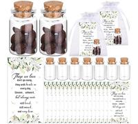 25 Sets Funeral Favors for Guests Include Memorial Cards Glass Bottles with Cork Organza Bags Celebration of Life Decorations Funeral Keepsakes for Loss of Loved One Memorial Service, No Seed (Lily)