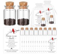 25 Sets Funeral Favors for Guests Include Memorial Cards Glass Bottles with Cork Organza Bags Celebration of Life Decorations Funeral Keepsakes for Loss of Loved One, No Seed (Cardinal)
