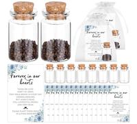 25 Sets Funeral Favors for Guests Include Memorial Cards Glass Bottles with Cork Organza Bags Celebration of Life Decorations Funeral Keepsakes for Loss of Loved One Memorial Service, No Seed (Flower)