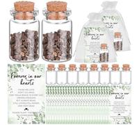 25 Sets Funeral Favors for Guests Include Memorial Cards Glass Bottles with Cork Organza Bags Celebration of Life Decorations Funeral Keepsakes for Loss of Loved One Memorial Service, No Seed (Leaf)