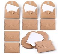 25 Sets Mini Envelopes With Blank Cards 10x7cm Brown Gift Card Envelopes Holders Cute Tiny Paper Small Envelope With Heart Clasp For Gift Cards Holders Wedding Birthday Party Favors Graduation