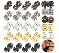 25 Sets Sew on Snap Buttons,Snap Buttons Metal Press Studs Sew-on Snap Fasteners for Clothes Purse Handbag Craft DIY Supplies(Color:Gold+Silver+Grey Black+Black+Bronze)