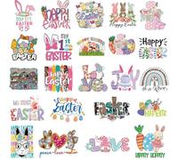 25 Sheets Easter Iron on Decals Vinyl Rabbit Iron on Stickers Easter Eggs Bunnies Heat Transfer Vinyl Iron on Appliques for Clothing T-Shirt Bag Pillow Covers Hoodies DIY Decor (Bunny Style)