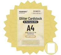 25 Sheets Light Gold Glitter Cardstock Paper - 21 * 29.7CM A4 Size Colored Thick Paper 250gsm/92lb Heavyweight for DIY Decorations,Card Making,Invitations,Postcards PAC02LG025