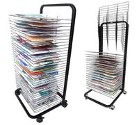 25-Shelf Mobile Art Drying Rack - Metal Rolling Storage for A3 Paper Paintings Classroom & Art Studio - Perfect for Artists & Educators