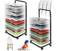 25-Shelf Mobile Art Drying Rack - Metal Rolling Storage for A3 Paper Paintings Classroom & Art Studio - Perfect for Artists & Educators