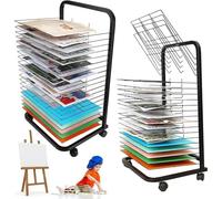 25-Shelf Mobile Art Drying Rack - Metal Rolling Storage for A3 Paper Paintings Classroom & Art Studio - Perfect for Artists & Educators