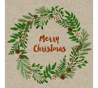 25 Small Cocktail Napkins Recycled Paper Christmas Merry Christmas Wreath Table Decoration Paper Napkins with Motif Also for Decoupage and Decoupage 25 x 25 cm