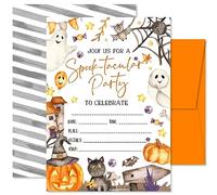 25 Spooktacular Halloween or Costume Party Invitations- Large Double Sided 5x7" Cards with Orange Envelopes, Pumpkin, Ghost, Cat, Cute Trick or Treat, Trunk or Treat Kids Birthday or Adults Party