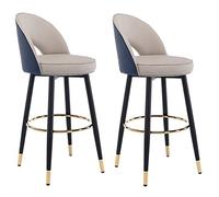 25”Swivel Bar Chairs Counter Height Bar Stools Set of 2 Leather Bar Stool with Low Back Gold Footrest Modern Armless Kitchen Counter Barstools Upholstered Island Stools, Easy