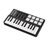 25 Velocity Sensitive Keys, 8 Backlit Trigger Pads, 4 MIDI Control Groups, USB Bus Powered, for Windows 10, Mac OSX