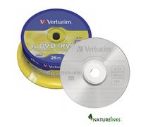 25 Verbatim Blank DVD+RW Rewritable 4X 120 mins DVD SERL Discs Spindle 43489