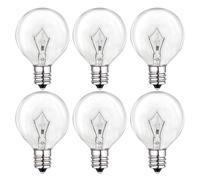 25 Watt Wax Warmer Bulbs,Light Bulbs for Full Size Scentsy Warmer,120V/E12 Base Type G Bulb,Dimmable, Warm White, 6 Packs G40 Bulbs for Candle Lamp