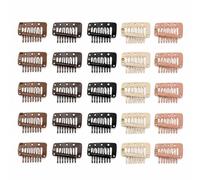 25 Wig Clips Colorful Manganese Steel Snap Combs for Hair Extensions | 5 Per Colour, Compact 3.6 X 1.9 Cm Size, Sew-In Holes, Toothed Comb Grip, Suitable for Wig Repairs
