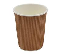 25 X 12oz / 360ml Kraft Triple Walled Disposable Paper Ripple Cups