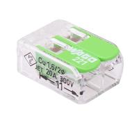 25 x 221-422 WAGO Green 2-Way Compact Lever Connector 4mm² 32A